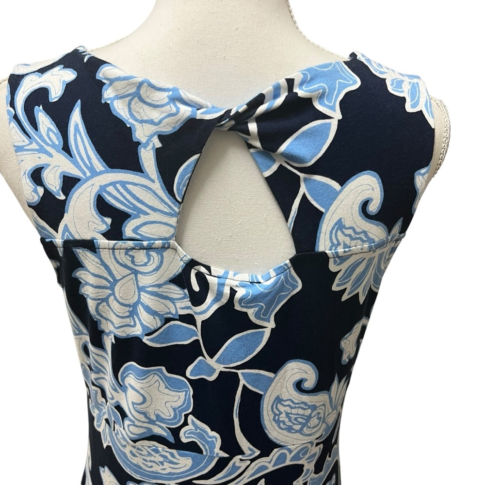 Talbots Jersey Knit Maxi Dress Dynamic Paisley Blue Sleeveless Size Medium NWT - Picture 9 of 14